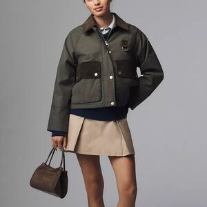 NWT Barbour Phoebe Casual Waxed Jacket Cropped Olive Green Size 4 US 8 UK